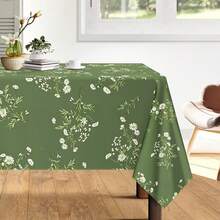 Mantel de mesa con estampado de margaritas de primavera, mantel rectangular floral, cubierta de mesa de cocina y comedor lavable, decoración para fiestas - Verde - Ver 8
