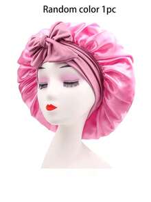奢华缎面真丝头巾，可调节系带 - 轻盈护发帽，整夜舒适，护理沐浴两用 - 男女通用蝴蝶结仿丝护发宽檐睡眠帽头巾 - 基本型 - 查看 19