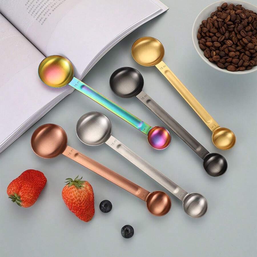 1pc Magnetic Measuring Spoon Set, Double-Sided Design For Liquid & Dry Ingredients - Can Be Placed In Spice Jars, Precise Measurement - 403 Stainless Steel - View 1