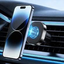 Compact Magnetic Phone Holder For Car Air Vent Easy Install Strong Magnet Stable No Shake 360 Rotation Hands Free Driving Universal Fit Smartphones - A - View 2
