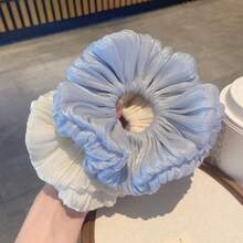 1pc Chiffon Pleated Oversized Hair Scrunchie, Sweet Ponytail Holder Hair Accessory, Spring/Summer New Arrival Hair Elastics Hair Rubber Bands Hair Rope - Multicolor - View 2