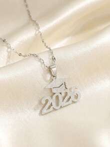 1pc Classic Fashion Stainless Steel Graduation Hat 2026 Decorative Pendant Necklace Graduation Season Fashion Jewelry Accessories Souvenir Teen Jewelry Accessories - Multicolor - View 3