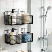 1pc Bathroom Storage Rack, Wall Mounted Bathroom Organizer Basket, Rustproof Metal Wire Mesh Bathroom Shelf, Adhesive Hanging Storage Basket, Suitable For Bathroom Wall - Multicolor - View 3