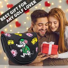 1pc DF3 Mouse Cheese Style Golf Club Head Cover, Golf Putter Cover, Golf Blade Putter Cover, Semi-Circular Putter Cover, Golf Club Head Cover - PU Material With High-End Embroidery, Fits Most Brands - Multicolor - View 8
