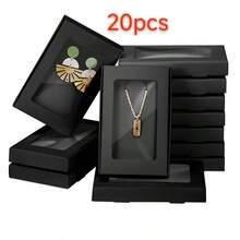 Hộp giấy nâu hình máy bay có cửa sổ và lớp lót bên trong, hộp đựng mặt dây chuyền trang sức, hộp đựng mặt dây chuyền bông tai, hộp giấy gấp màu trắng, thích hợp cho các lễ hội, tiệc tùng, quà sinh nhật, quà tốt nghiệp, v.v. - 80*136*18MM - Xem 12