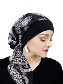 Mũ trùm đầu giả lụa rộng vành co giãn dành cho nữ, mũ ngủ, mũ cướp biển, mũ chăm sóc tóc, họa tiết hoa ngẫu nhiên, thích hợp sử dụng hàng ngày, mùa hè, đi biển, làm mũ, đi nghỉ mát, du lịch. - mũ khăn xếp - Xem 15