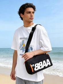 Túi đeo chéo unisex in chữ màu xanh dương, túi đeo vai bằng nylon, túi thể thao. - Nhiều màu - Xem 11