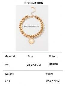 1pc Minimalist Iron "Live Laugh Love" Round Disc Anklet, Unique Gift For Women Daily Wear - 19762-ank-g-eP - View 9