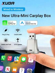 XUDA 全新 SuperBox Mini 車載音訊接收器，無線 CarPlay 與 Android，有線轉無線，2合1功能，支援 2.4-5.0 GHz WiFi 5，時尚便攜式車用 CarPlay 接收器。適用於 99% 具有有線 CarPlay 與 Android 功能的車輛。 - B - 查看 2
