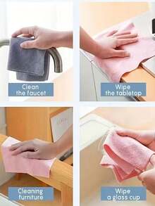 可重复使用的超强吸水超细纤维清洁布 - 高吸水性、耐用且可机洗的厨房毛巾，适用于洗碗、清洁台面、地板 - 多用途家用抹布，现代方形设计，可用作洗碗布、台面擦拭布，高吸水性材质 - 多色 - 查看 7