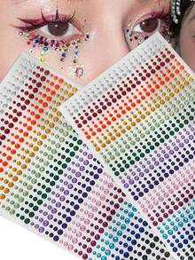 1pc/900pcs Colorful Glitter Diamond Stickers, Multi-Size Shiny Rhinestone 3D Stickers For Eye Makeup, Tattoo, Party & Body Decoration - Multicolor - View 3