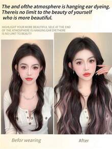 Tóc nối kẹp ombre 20 inch, kiểu chữ U, bồng bềnh, gợn sóng, không đường nối, bóng mượt, thích hợp cho trang phục mùa hè, băng đô cài tóc, phụ kiện đi biển. - nâu nhạt - Xem 9