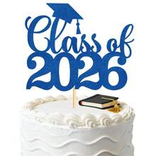 1pc Black/Gold/Blue/Pink/Red Class Of 2026 Cake Topper - Glitter Graduation Cap Decor - Congrats 2026 Graduates, 2026 Graduation Party Cake Decorations - View 9