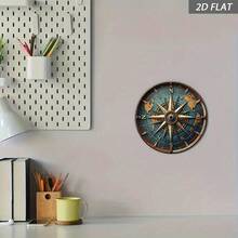2D plat, piesă unică 2D plată, design vintage cu busolă, semn vintage, decor de perete (8 * 8 inci, 20 * 20 cm) - idee de cadou unică, potrivită pentru cadouri de la prieteni, perfectă pentru Crăciun, Halloween și alte sărbători, decor de perete pentru bar și restaurant, 2D plat, temă de sărbători, 2D plat (poziție aleatorie a găurii) - A - Vizualizare 8