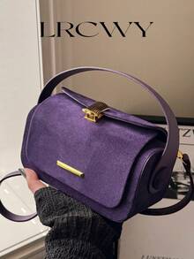 Women's Fashion Box-Shaped Crossbody Bag, Elegant Minimalist Design, Versatile & Spacious - Purple - View 2