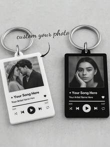 Personalized Music Keychain, Creative Acrylic Keychain Suitable For Music Lovers To Customize Photos And Information, Holiday Gifts, Backpack Decoration Pendant, Suitable For Giving To Son, Daughter, Parents And Good Friends - Multicolor - View 1
