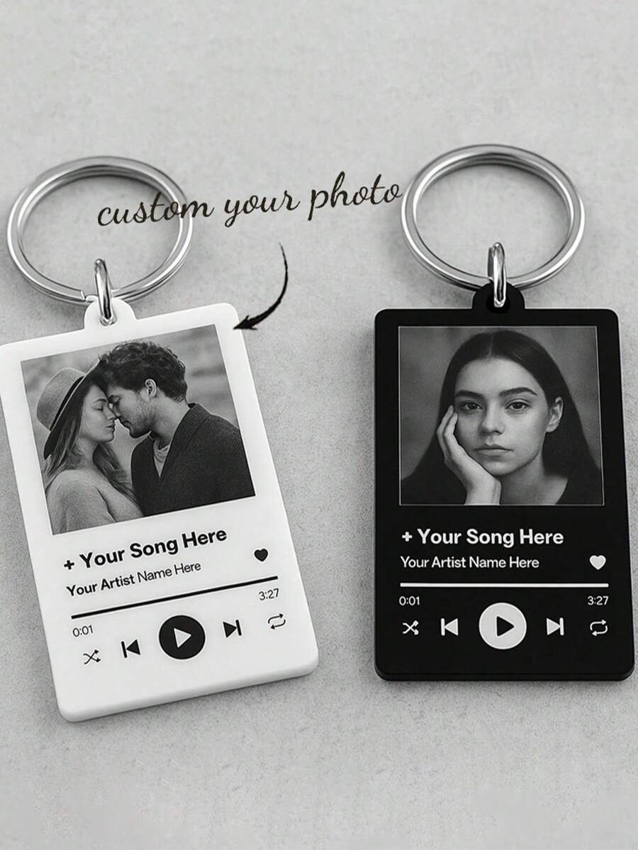 Personalized Music Keychain, Creative Acrylic Keychain Suitable For Music Lovers To Customize Photos And Information, Holiday Gifts, Backpack Decoration Pendant, Suitable For Giving To Son, Daughter, Parents And Good Friends - Multicolor - View 1