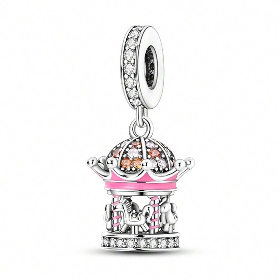 925 Sterling Silver Pink Series Charms Bow Tie Girl Cake Princess Beads Pendant Setting Bracelet Jewelry Gift For Women 3Q3Y - KTC913 - 查看 1