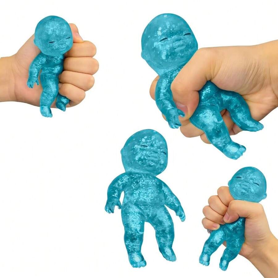 [Free Shipping] Baby Squishy Glitter Big Dancing Soft Moldable Slow Rising Sensory Fidget Toy Stress Anxiety Relief For Kids Adults Easter Basket Christmas Stocking Birthday Gifts Baby Squishy - Light Blue - 查看 1