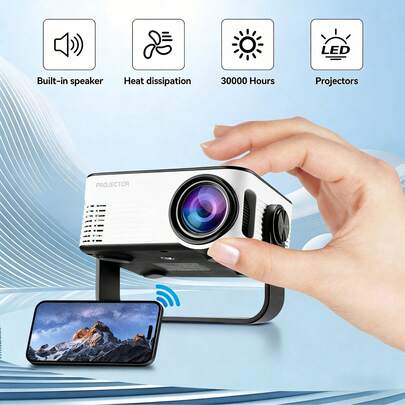 1台M40便携式迷你投影仪，带WiFi，360P高清，180°旋转支架，内置/兼容iOS/安卓/Windows/USB系统，60 ANSI流明，16:9屏幕比例，LCD显示屏，按键控制，100-240V电源，无需电池 - 快速发货/居家必备/优质体验，完美礼品。（包含31个国家/地区的用户手册）