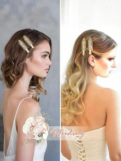 10 chiếc kẹp tóc vàng không đường nối, không tạo nếp, phụ kiện tóc cô dâu sáng bóng, quà tặng cho phù dâu, trang trí tóc cưới thanh lịch.