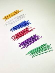 10pcs Curved Bent Tip Knitting Needles, Rust-Resistant Aluminum Alloy Large-Eyed Design, Multi-Color Options, Easy To Operate, Suitable For Sweater Repair, Handcraft Knitting, Clothing Edging, Home Textile Mending, Plush Doll Making, Etc. - Large-eye Aluminum Bent Needle - View 2
