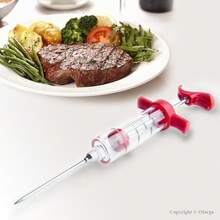 Ofargo Meat Marinade Injector Syringe Kit, 1oz BBQ Flavor Injector With 2 Stainless Steel Needles, Leakproof Plastic Meat Injector For Turkey, Chicken, Beef & Grill Smoking, Red - Red - View 8