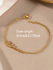 1pc [Customized] Custom Laser Cut Name Bracelet, 304 Stainless Steel Name Bracelet, Exquisite Simple Pop Bracelet Accessories Jewelry Gift, Personalized Jewelry, Suitable For Daily Holiday Party Birthday Gift Accessories Bracelet, Mother's Day Gift, Easter Gift, Birthday, Anniversary Gift For Her - Multicolor - View 5