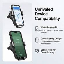 Giá đỡ điện thoại ô tô Gravity, Giá đỡ điện thoại chống sốc gắn khe gió ô tô có móc, Giá đỡ điện thoại định vị xoay được với móc xoắn ốc, Giá đỡ điện thoại ô tô mới với móc ngược cố định trên khe gió ô tô, Giá đỡ điện thoại định vị xoay được chuyên dụng với móc xoắn ốc - màu đen - Xem 4