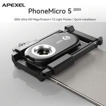 APEXEL USB Microscope For Smartphone, 200X HD Digital Microscope With LED Light, Built-In CPL Filter & 100mAh Battery, 12 LEDs, Quick Installation, Wide Compatibility - View 3