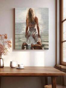 DIY Frameless Digital Oil Painting Kit "Beach Beauty", 40*50CM. Carefully Crafted Oil Painting, Use Colors To Express Your Personalized And Creativity, No Painting Experience Required. Choose A Painting To Decorate Your Space, Relieve Stress, And Experience The Power Of Art. - Light Gray - View 5