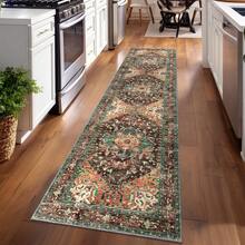 Yamaziot Washable Runner Rug, 2x8 Non-Slip Boho Vintage Hallway Rug Runner With Rubber Backing, Stain Resistant & Low Pile Faux Wool Distressed Carpet Runner Bedroom, Kitchen, Laundry, Entrance NRHZ - 薑灰 - 查看 3