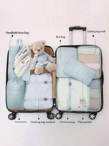 1/7pcs Travel Organizer Bags, Large Capacity Luggage Packing Cubes, Clothes Storage Bags, Cosmetic Bags, Multi-Function Makeup Brush Holder, Suitcase Password Box, Bathroom Storage Bags, Suitable For Autumn/Winter - View 7