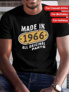 Sommeroberteile für Damen, Vintage 1966 Retro T-Shirt für Herren – 100 % Baumwolle, atmungsaktiv, schwarz-goldenes Distressed-60er-Jahre-Grafik-T-Shirt mit der Zahl 1966 und klassischem Autodesign, lässiges Geburtstags- oder Feiertagsgeschenk zum 50. Geburtstag, 60er-Jahre-Nostalgie-Bekleidung, maschinenwaschbar, normale Passform, H-Linien-Silhouette, Rundhals-Kurzarm-Freizeitkleidung für Herren, nostalgischer 1966-Druck mit Originalteile-Design, entspannte Passform für den täglichen Gebrauch, Baumwoll-T-Shirt - Schwarz - Übersicht 7
