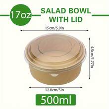 500毫升/17盎司纸碗，20/50个装，带盖，一次性汤碗，散装食品容器，午餐盒，沙拉甜点碗，备餐碗，派对用品，适用于冷热食物，汤，食品包装 - 17oz/500ml - 查看 11