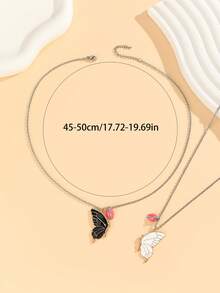 ATLVXJL Set de 2 collares con colgante de corazón y mariposa que brillan en la oscuridad para pareja/amistad, joyería casual adecuada para uso diario y regalo del Día de San Valentín - Multicolor - Ver 11