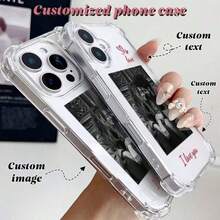 1pc Customizable Phone Case, Text Phone Case, Compatible With Samsung S24 Ultra/S25 Ultra And IPhone17 ProMax/16/15/14 Plus/13 Pro/12 Pro Max/11/7P/XS/XR, Made Of Transparent TPU Material, Scratch-Resistant, Fingerprint-Proof, Personalized Design With Letter Name, Heart Pattern, Suitable For Individual, Holiday, Couple, Family, Friend, Spouse, Sister, Birthday, Anniversary Gift - Clear - View 3