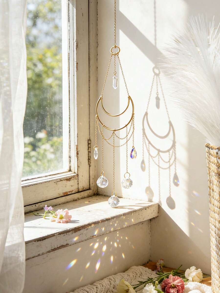 1 chiếc mặt dây chuyền pha lê hình mặt trời đôi mạ vàng, kiểu dáng tối giản phong cách Boho, dùng để treo cửa sổ, tạo cầu vồng và bắt giấc mơ, mặt dây chuyền hình cầu pha lê trong suốt, trang trí tường hình học lấp lánh, vật trang trí thiền định, trang trí phòng yoga, trang trí cửa sổ phòng ngủ, phòng khách, ban công, điểm nhấn nhà kiểu Boho, trang trí năng lượng tích cực, quà tặng tân gia, lăng kính chữa bệnh bằng pha lê, trang trí nhà kiểu Boho, trang trí phòng phù thủy, vật trang trí treo cửa sổ hình mặt trời lấp lánh. - Nhiều màu - Xem 1