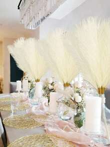 10pcs Artificial Reed Decor, Suitable For Home Living Room Floral Plant Decoration - Beige - View 5