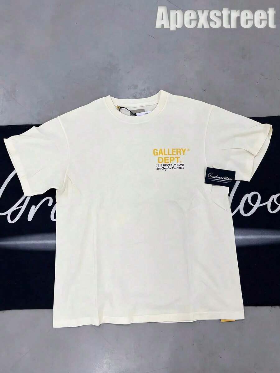 Gallery "Cream Orange" Shirt, Cotton Printed T-Shirt,Men's Graphic Stylish Design T-Shirt,Vintage Casual Hip-Hop Style For Outdoor Leisure Activities - 杏子 2 - 查看 1