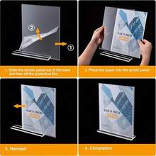 1pc A6/A5/A4 Acrylic Double-Sided Transparent Table Card Holder, Menu Display Stand With Card Slot, Restaurant Table Sign Holder, Desk Top Label Stand, Suitable For Restaurant, Events, Graduation Ceremony And Office Use - Table Cards - View 4