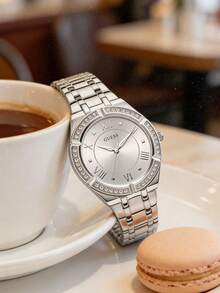 Guess Women's Quartz Stainless Steel Three-Hand Watch, Stainless Steel Case/Scratch-Resistant Glass GW0033L1 - Silver - View 2