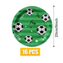 Bộ đồ ăn dùng một lần 16 món Green Star Soccer, bao gồm đĩa, khăn ăn và cốc, thích hợp cho các bữa tiệc, sinh nhật, đám cưới, dã ngoại gia đình. - Kiểu 4 - Xem 8