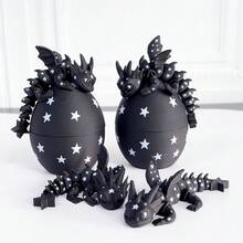 3D打印星空龙及龙蛋 - 可爱收藏雕塑，发光星光龙身，塑料桌面摆件，成人及青少年龙爱好者节日礼物 - 彩色 - 查看 6
