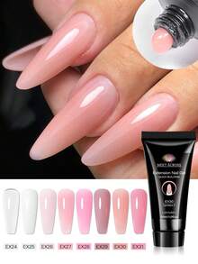 MEET ACROSS 8pcs 30ml Pink Nail Extension Gel Polish Set, Long Lasting , Odorless, Easy To Use, Semi Permanent Quick Extension Nail Gel, Poly UV Gel For Summer Nails, Manicure Nail Art DIY For Salon & Home Use , Nail Supplies - 彩色 - 查看 6