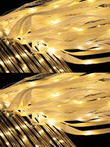 3PCS LED Luminous Fairy Wand With Bell, Light Up Wands For Wedding,Silk Streamer With Bell LED Fairy Ribbon Fairy Wand Glow In The Dark Flashing Lace Stick, Luminous Ribbon, Wedding Bell Decoration, Wedding Wands Streamers Ribbon Flowing Light For Wedding Birthday Party Favor,Wedding Reception, Graduation, New Year, Birthday Party ,Concert(Warm White) - A - View 3