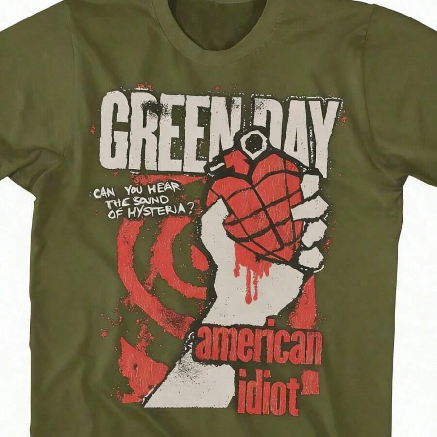 2026 Summer Tops2026 AF Green American Women Mens Black Short Sleeve T Shirt Punk Rock Vintage Style Graphic TeesLoose And Comfortablesummer Shirts - 軍綠色 - 查看 1