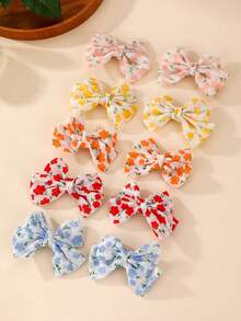 Set de 10 piezas de pinzas para el cabello con flores y lazos de colores, adecuado para decoración diaria - Multicolor - Ver 6