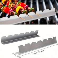 2pcs Stainless Steel Barbecue Rack Set, Anti-Deformation Skewer Holder, Suitable For Kitchen, Yard, Camping, Metal Cooking Utensils, Outdoor Cooking Equipment | Streamlined Metal Rack | Sturdy Construction, Kebab Rack, Multi-Purpose Kebab Rack, Anti-Deformation And Anti-Stick, Barbecue Skewer Holder Set, Stainless Steel Tableware. Essential For Barbecue. Suitable For Barbecue, Party, Camping, Gathering. Father's Day Gift - A - View 10