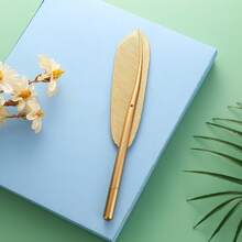 1支/6支装彩色羽毛形中性笔，0.5毫米黑色墨水，耐磨笔尖，随时随地激发创意，个性化签名笔，开学季必备，书写工具，纤细可伸缩笔身，新颖笔型，高品质书写笔，白色美学笔，个性化钢笔 - 彩色羽毛形狀中性筆 - 查看 14